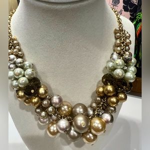 Lia Sophia multi-strand pearl cluster necklace. Adjustable.